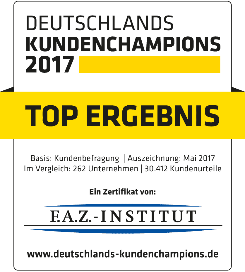 Zertifikat Deutschlands Kundenchampions 2017